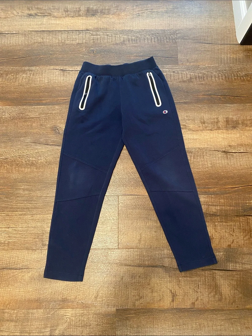 Champion Boys Navy Jogger Pants with White-Trim Zipper Pockets
